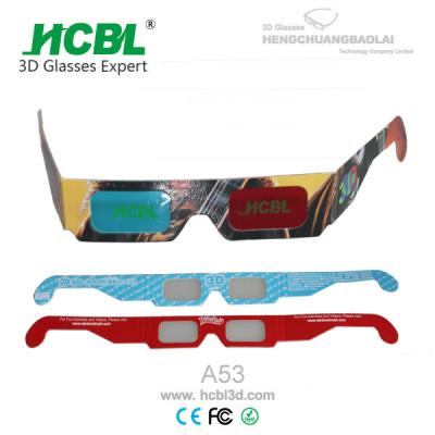 China Rainbow Anaglyph Red Cyan Stereoscopic Paper 3d Glasses For Cinema / Home Theater for sale