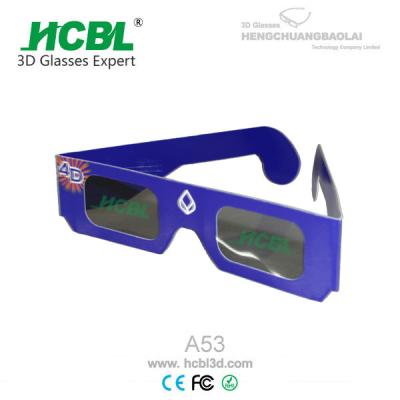 China Customized Purple Foldable Linear Polarized Paper 3D Glasses / Eyewear For 3D Movie for sale