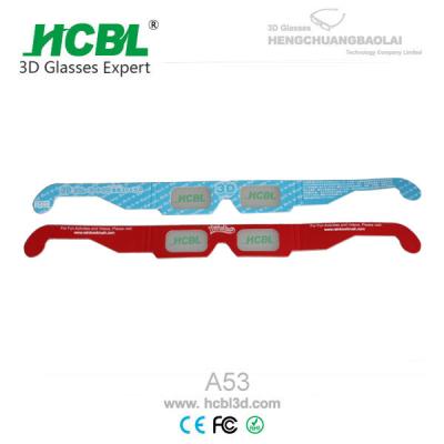 China Comfortable Disposable Passive Polarized Paper 3d Glasses / Stereo Anaglyph Glasses for sale