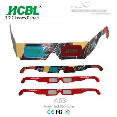 China Custom Paper Anaglyph 3D Glasses With Full Color Logo For 3D Theater for sale