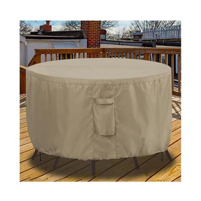 China Hot Selling Round Polyester Cloth Garden Poolside Furniture Cover Polyester Patio Waterproof Outdoor Nylon Table And Chair Set Cover for sale