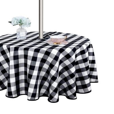 China Manufacturer-supplier washable outdoor and indoor tablecloth waterproof tablecloth with zipper and umbrella hole for sale