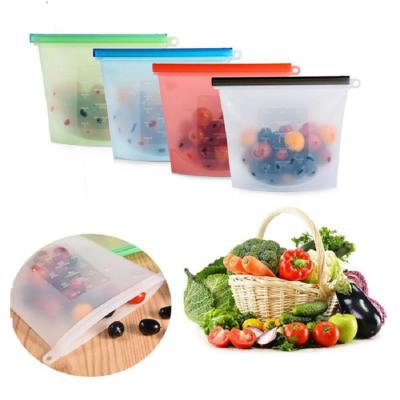 China Custom Viable Leakproof Freezer Ziplock Reusable Bpa Seal Reusable Airtight Seal Pour Zipper Kitchen Silicone Food Storage Bag for sale