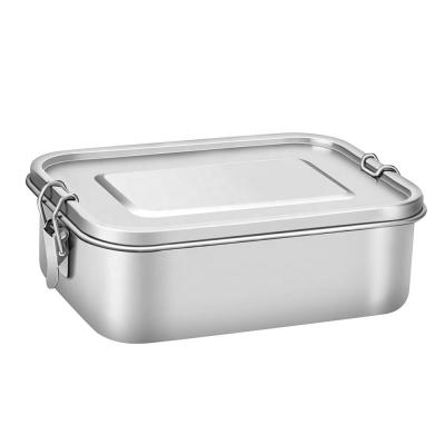 China Freshness Preservation 1200ml Bento Box Stainless Steel Food Storage Container Leakproof Metal Lunch Box With Fixed Divider for sale