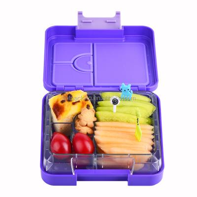 China 4 Compartment Leakproof Adult Kids Lunch Box Microwavable Plastic Microwavable Food Bento Lunch Box for sale