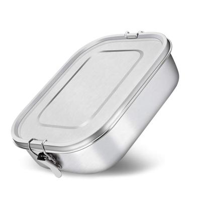 China Durable Leakproof Freshness Preservation 1400m Stainless Steel Lunch Box For Kids And Adult Food Container With Removable Silicone Seal And Lock Clips for sale