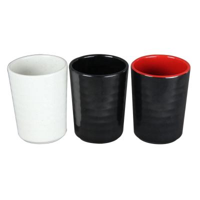 China Viable Anti Scald Two Tone Melamine Mugs , Matte Black Round Mug With Handle for sale