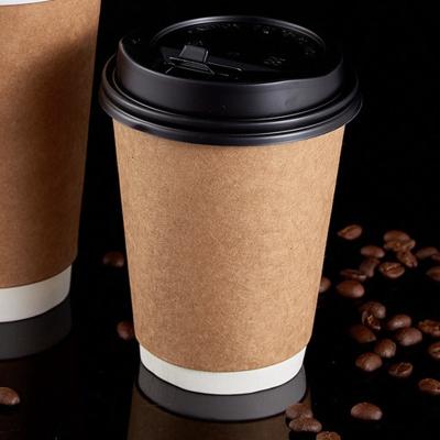 China 12oz Biodegradable Disposable Beverage Coffee Cups 12oz Custom Printing Double Wall Paper Cup With Lid Container for sale