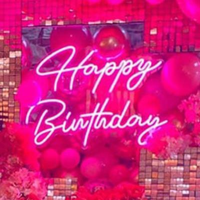 China Happy Birthday Acrylic Sign Glass Neon Light Buildings B-neon Maker 5000-6500K Table Neon Light for sale