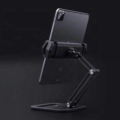 China Ergonomic Adjustable Folding Adjustable Tablet Stand Holder Aluminum Alloy Arm 360 Degrees Rotatable for 4-13 Inch Tablet and Phone for sale