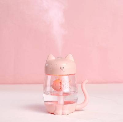 China < 10ã Ž ¡ 350ml Cat Ultrasonic Air Humidifier with Essential Oil Diffuser Mini Fan Light Aroma Humidifier Ultrasonic Cool Mist for Home for sale