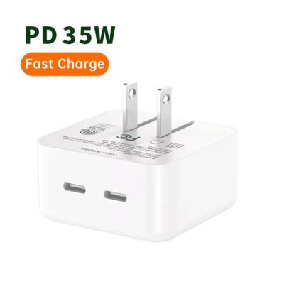 China UniversalÂ   New Foldable Dual Type C Charger For iPhone Fast Universal Adapter 35w Usb C R-U USA EU Plug For Phone Wall Charger QC 35WNew DUA for sale