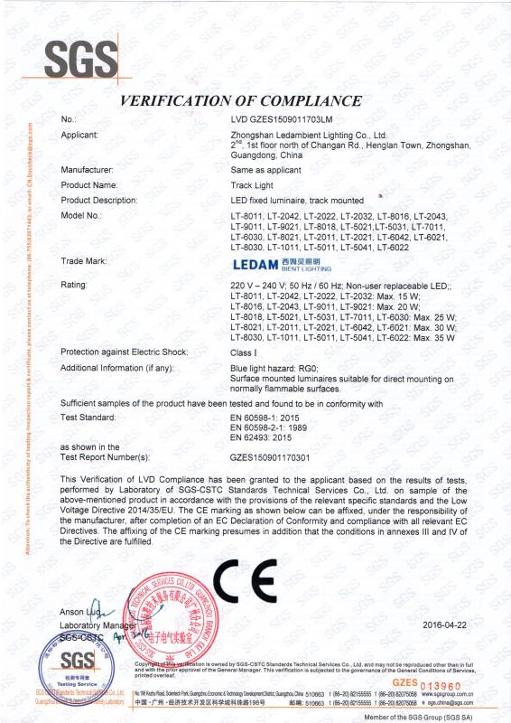 CE - Zhongshan Ledambient Lighting Co., Ltd.