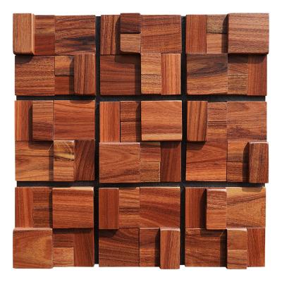 China Hot 3D Parquet Rose Wood Panel Interior Wall Mosaic Slab Background Square Vintage Chips Decor for sale