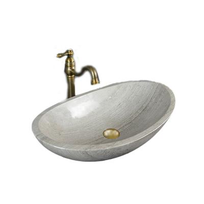 China Contemporary Oval Stone Bowls For Bathroom Sink Wooden Gray Marble Sinks White Stone Basin Vessels for sale