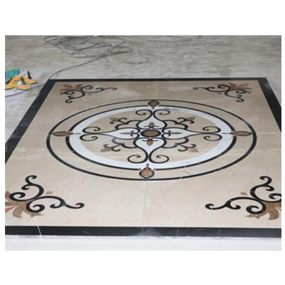 China Mixed Marble Medallion Mosaic Marble Art Water Jet Floor Tile Flower Hotel Lobby Home Entrance Decor for sale