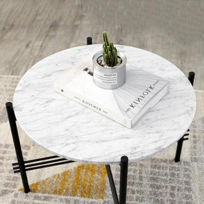 China Black Marble Metal Construction Leg Metal Top Coffee Table Coffee Table White Marble Top Round for sale