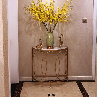 China Traditional wall side table wardrobe cabinet marble table home furniture stainless steel leg home marble table for sale