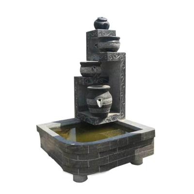 China Gray resin home decor stone water fountain granite garden water fountain fengshui decor for sale