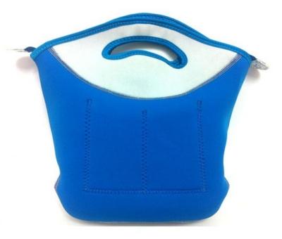 China Hot-selling Fancy nice Neoprene Picnic bag Lunch bag with handles in Blue and white for sale