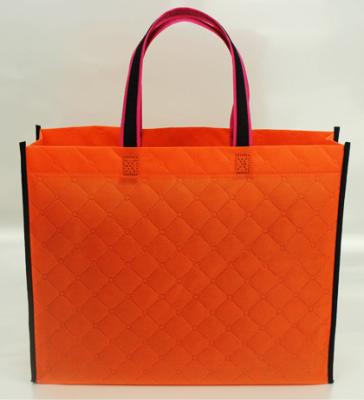 China Hot-selling Fancy Popular Foldable Non woven bag Handle Shopping bag with Lattice emboss for sale