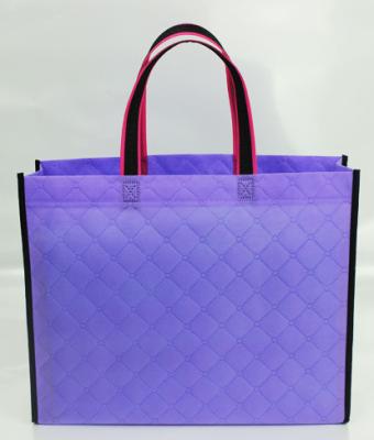 China Hot-selling Fancy Popular Foldable Non woven bag Handle Shopping bag with Lattice emboss for sale