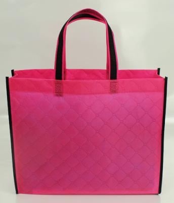 China Hot-selling Fancy Popular Foldable Non woven bag Handle Shopping bag with Lattice emboss for sale