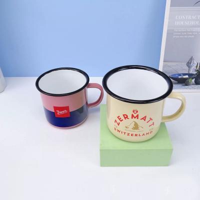 China Viable Sublimation Enamel Mugs Enamel Camping Coffee Mug Enamel Mugs Porcelain Flower Tea Mug for sale