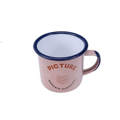 China Cheap Viable Sublimation Enamel Steel Printed Mugs Enamel Camping Coffee Mug Enamel Mugs for sale