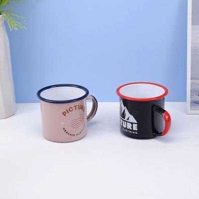 China Large Viable Enamel Personalized Enamel Mug Wholesale Tea Mug Porcelain Mugs Nordic Ceramic Coffee Mug for sale