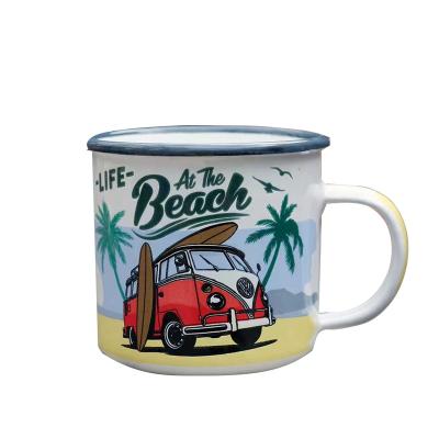 China Sublimation Coffee Mug Travel Enamel Sustainable Outdoor Wholesale Camping Rise Mug for sale