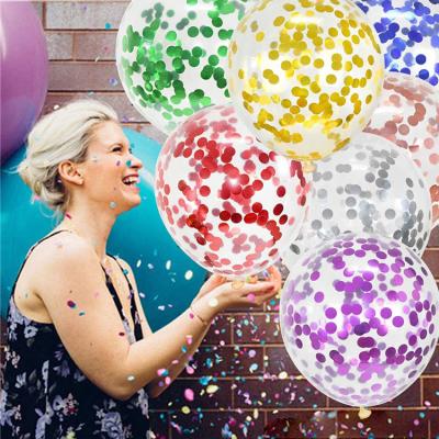 China Competitive Price Modern and Luxury Sequins Debris Transparent Latex Balloons Wedding Party Decoration for sale