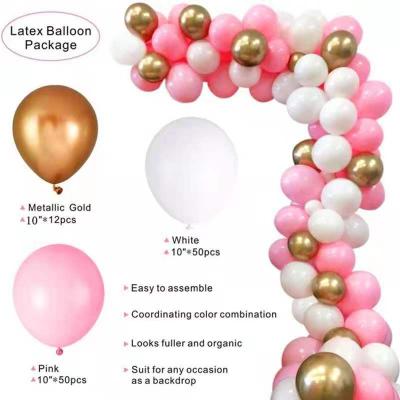 China Modern and Luxurious Gold Latex Balloon Garland Arch Kit Pink White Air Balloon DIY Wedding Birthday Party Decor Balloons Garland Supplies for sale