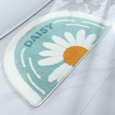 China Absorbable Washable Bathroom Daisies Floor Mat INS Floor Mat Bedroom Bedside Rug Absorbable Mat for sale