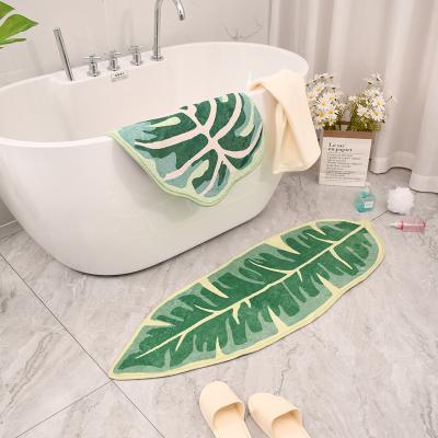 China Bedside Washable Custom Made New Cashmere Leaf Rug Home Bathroom Door Water Absorbent Non-Slip Mat INS for sale