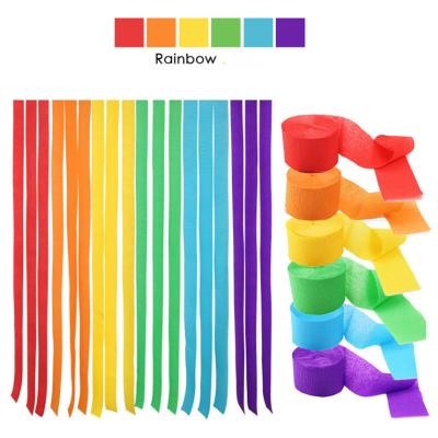 China Amazon supply diy color paper crepe paper strip 25m luxury direct pull layout decoration wall background strip garland for sale