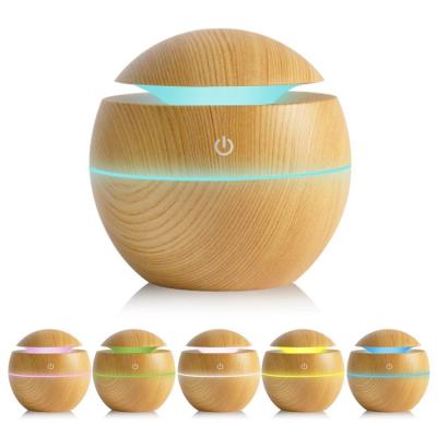 China 7 Color Change Wood Grain USB Mini Air Purifier Essential Oil Luxury Ultrasonic Mist Aroma Diffuser Air Cool Humidifier 130Ml for sale