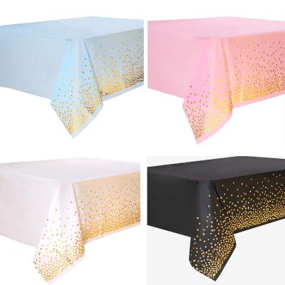 China Luxury disposable tablecloth gold rose gold bronzing gold powder dot tablecloth small party supplies 137*274cm for sale