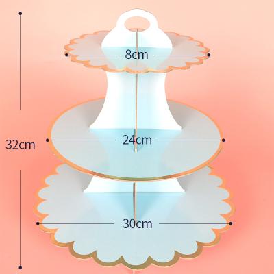 China Luxury creative disposable multi-layer three-layer cake stand birthday party supplies bronzing dessert table cake decoration for sale