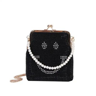 China Silver Prom Diamond Bag Evening Handbag Diamond Purses For Women Upgrade PU Rhinestone Purse Sparkly Bag Hec for sale