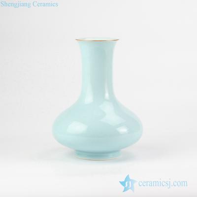 China Office etc store restaurant hotel ceramic flower vase Home Chandelier Plain Color Onion Shape Celadon Turquoise RZJR05 for sale