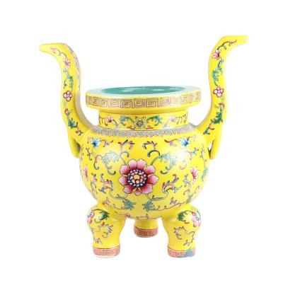 China Traditional Chinese RYLW19 Family Mounted Like Buddha Set Of 5 Porcelain Censer Candle Holder And Vase for sale