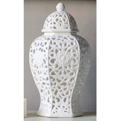 China Viable RYZS Jingdezhen Cavity Shining Pure White Color Ceramic Ornament for sale