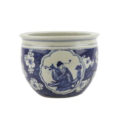 China Modern RZGC15-A-B-C-D-E-F-G-H-I Blue and White Design Small Ancestor Porcelain Ceramic Pot for sale