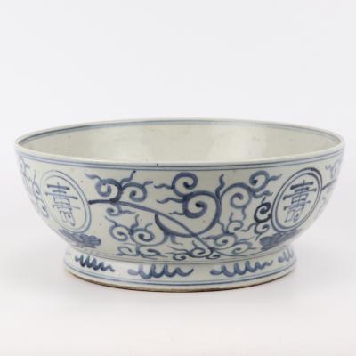 China Chinese traditional RZFB27 blue and white flowers with long lasting character old style antique ceramic bowl for sale