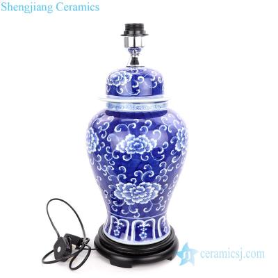 China Beautiful Flower Pattern Modern Black Base DS-RYLU179 Porcelain Lamp for sale