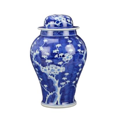 China DS65-RYLU Easy Clean Hand Painting Small Blue White Ceramic Candy Pattern Plant Outlet Ginger Jar Ceramic Lamps for sale