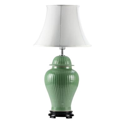 China DS41-RYMA Easy Clean Best Selling Lime Stripe Bamboo Design Green Chinese Ginger Jar Lamps for sale