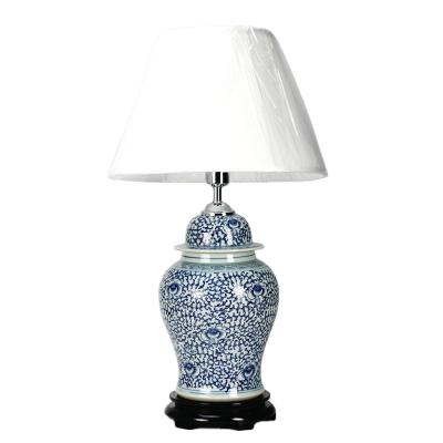 China DS30-WD Blue and White Easy Clean Ceramic Pattern Branch Lotus Coupling Ginger Pot Lamp for sale