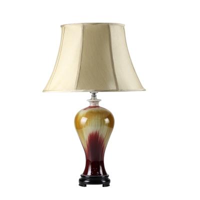 China DS49-RZFJ Easy Transmutation Clean Luster Household Ceramic Lamp Flambe With Fabric Shade for sale